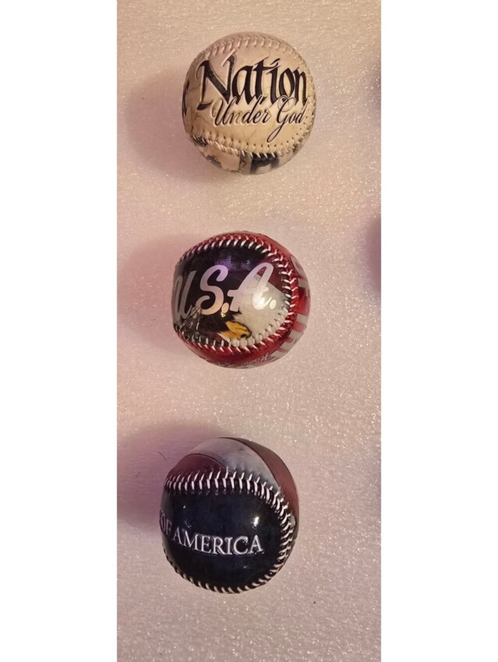USA Themed Embossed Collectible Souvenir Baseballs Lot of 3